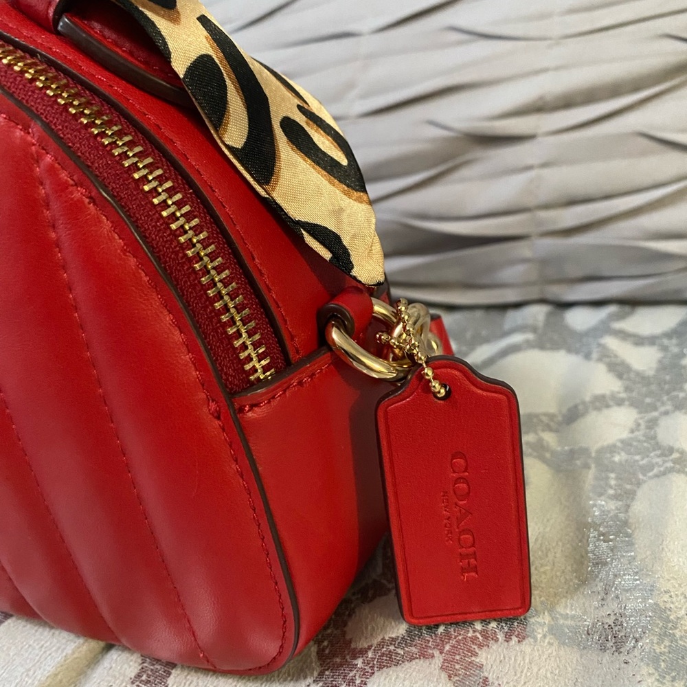 Serena Satchel with Linear Quilting and FREE twilly style scarf - Picture 5 of 13